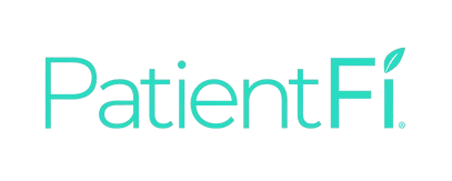 PatientFi logo with leaf design element.