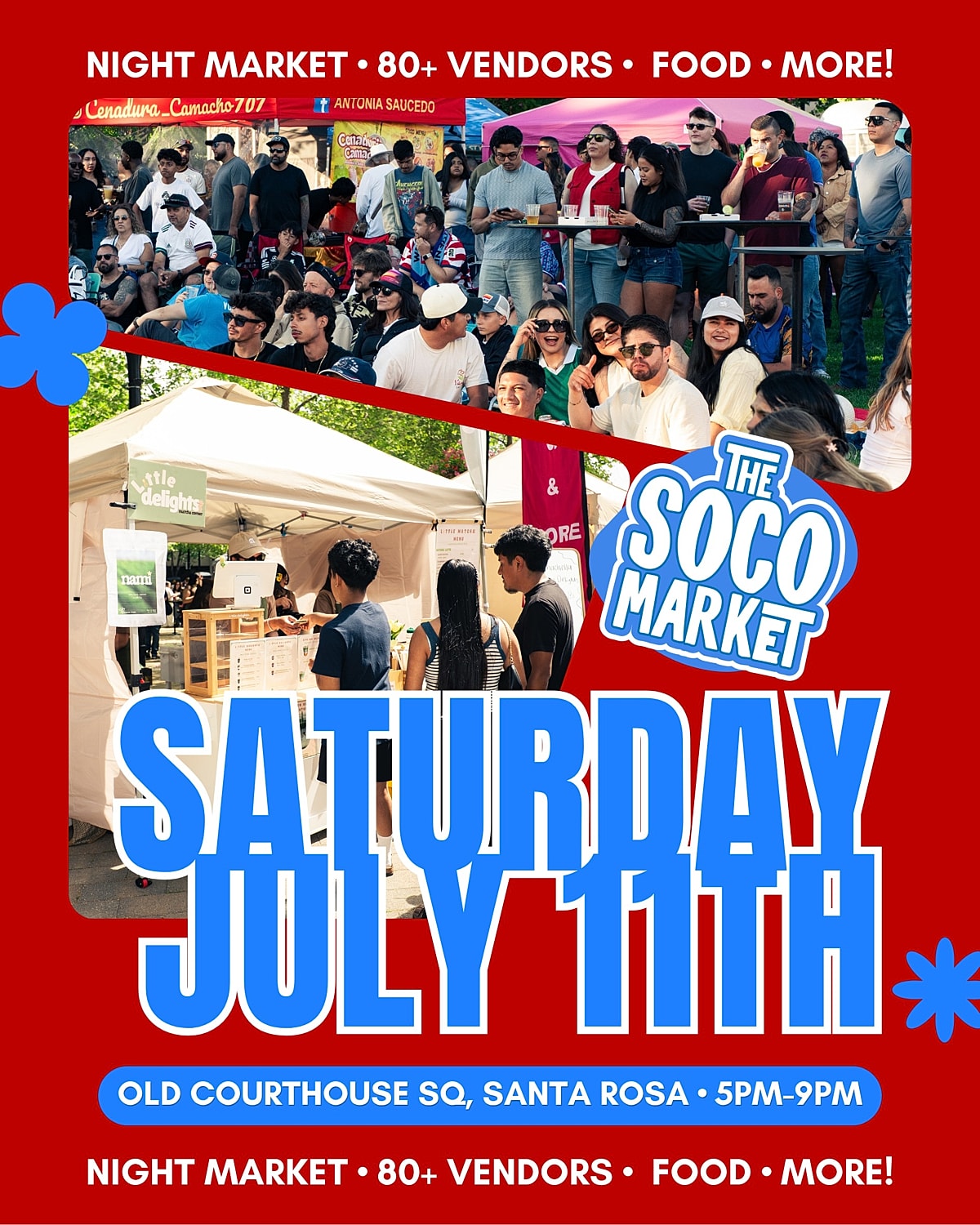Soco Market event with vendors and food.